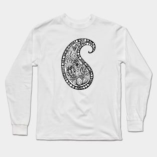 Paisley Doodle - black and white Long Sleeve T-Shirt